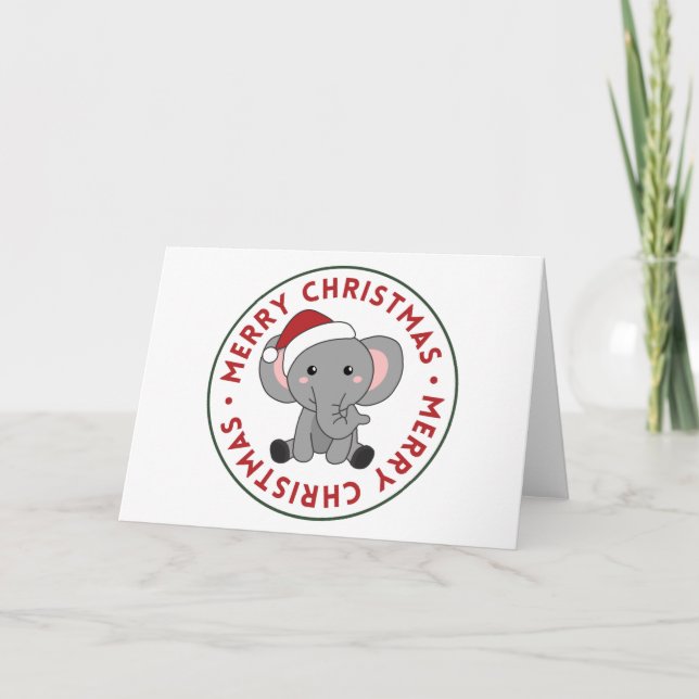 Cartes Pour Fêtes Annuelles Eléphant Noël Neige Hiver Animaux Eléphants H (Devant)