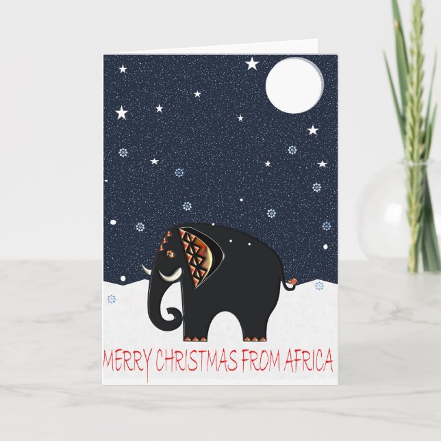 CARTES POUR FÊTES ANNUELLES ÉLÉPHANT RUSTIQUE 107 DE NOËL (Devant)