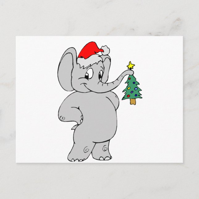 Cartes Pour Fêtes Annuelles Eléphant (Santa Hat) (Devant)