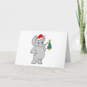Cartes Pour Fêtes Annuelles Eléphant (Santa Hat)