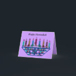 Cartes Pour Fêtes Annuelles Elephant Star Menorah<br><div class="desc">Illustration graphique d'un éléphant, d'une girafe et de l'Étoile de David menorah.</div>