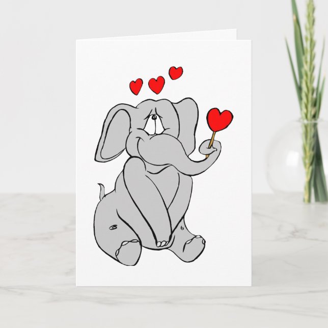Cartes Pour Fêtes Annuelles Elephant Valentine (Devant)