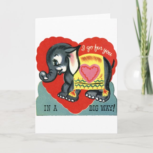 Cartes Pour Fêtes Annuelles éléphant vintage valentine (Devant)