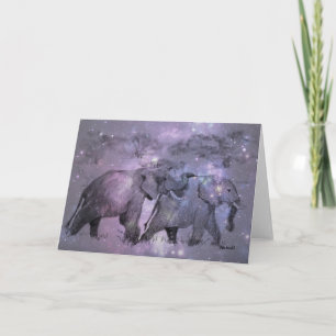 Cartes Pour Fêtes Annuelles Eléphants en hiver personnalisable