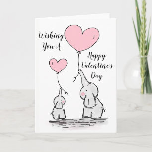 Cartes Pour Fêtes Annuelles Eléphants fantaisistes "Joyeuse Saint Valentin"
