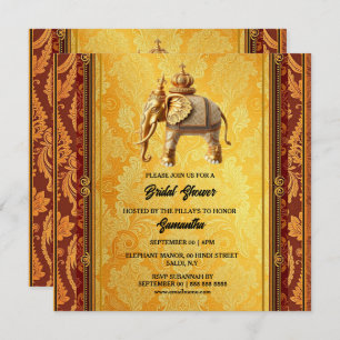 Cartes Pour Fêtes Annuelles Eléphants indiens or paisley luxueux nuptiale