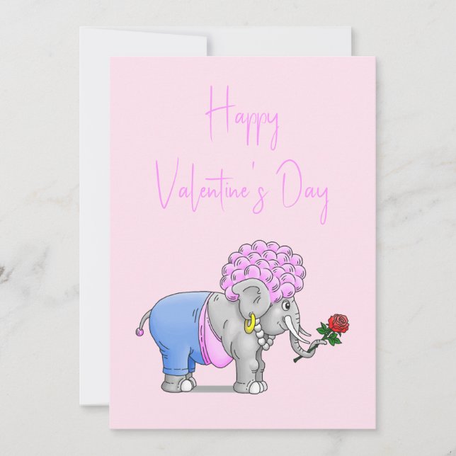 Cartes Pour Fêtes Annuelles Éléphants Joyeuse Saint-Valentin (Devant)