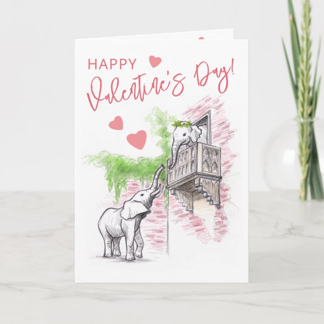 Cartes Pour Fêtes Annuelles Eléphants romantiques Roméo et Juliette Valentines (Devant)