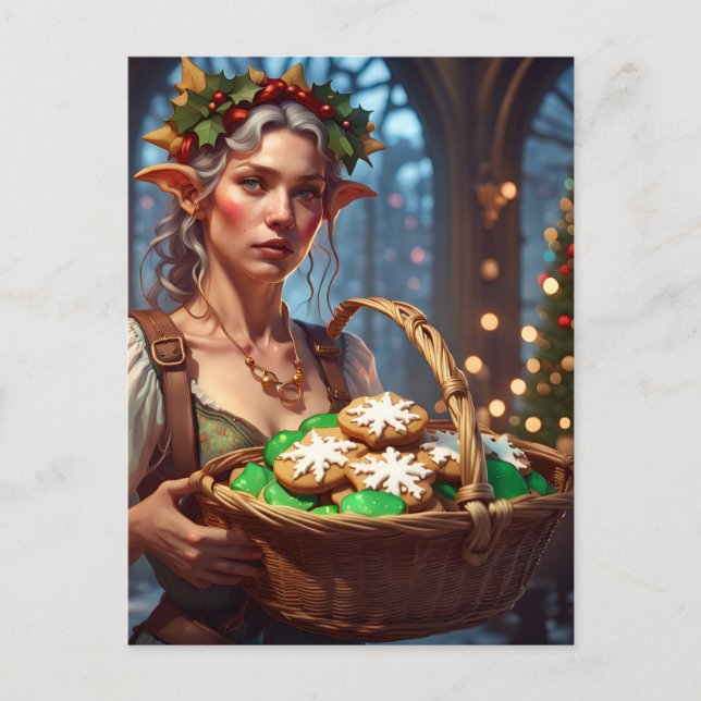 Cartes Pour Fêtes Annuelles Elf Avec Cookies De Noël (Devant)