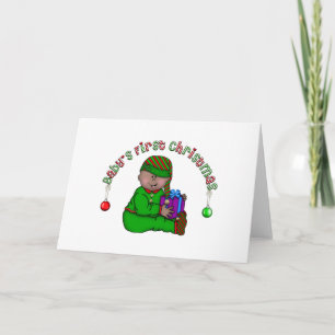 Cartes Pour Fêtes Annuelles Elf Baby African American 1st Christmas
