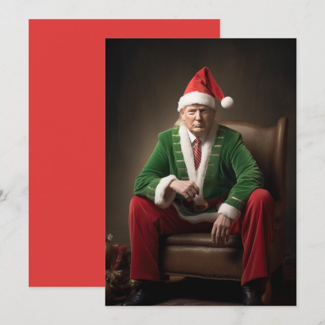Cartes Pour Fêtes Annuelles Elf de Noël Donald Trump (Devant / Derrière)