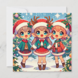 Cartes Pour Fêtes Annuelles Elf Deer Joyeux Noël