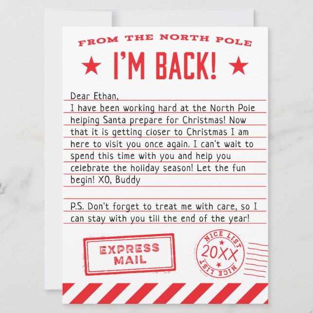 Cartes Pour Fêtes Annuelles Elf est de retour (Devant)