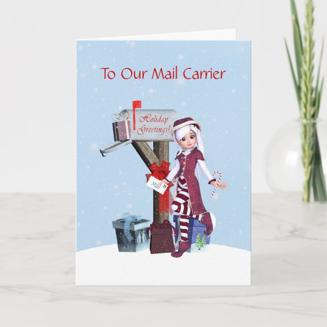 Cartes Pour Fêtes Annuelles Elf et boîte aux lettres Joyeuses vacancesAu trans (Devant)