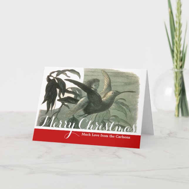 Cartes Pour Fêtes Annuelles Elf Fairies Elves Lune Scène nocturne Oiseau Volan (Devant)