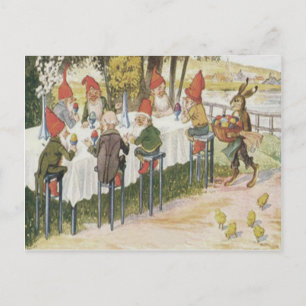 Cartes Pour Fêtes Annuelles Elf Gnome Lapin de Pâques poussin coloré oeuf pein
