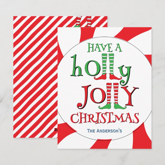 Cartes Pour Fêtes Annuelles Elf Legs Noël Joyeux Candy Overload (Devant / Derrière)