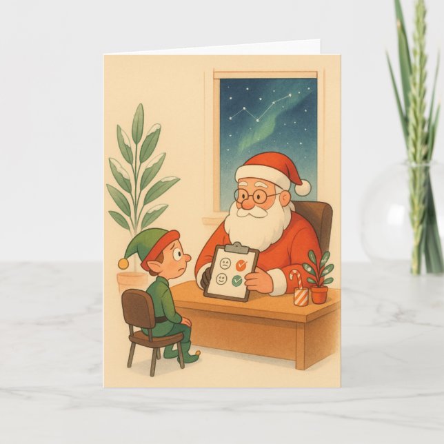 Cartes Pour Fêtes Annuelles Elf RH : Évaluation annuelle de performance (Devant)