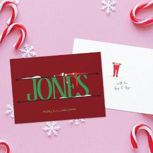 Cartes Pour Fêtes Annuelles Elf Shenanigans Nom Signe Rouge et Vert Noël