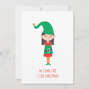Cartes Pour Fêtes Annuelles Elfe de Noël drôle fille