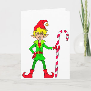 Cartes Pour Fêtes Annuelles Elfe de Noël souriant