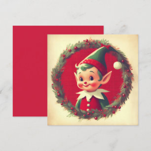 Cartes Pour Fêtes Annuelles Elfe de Noël Vintage Retro Xmas