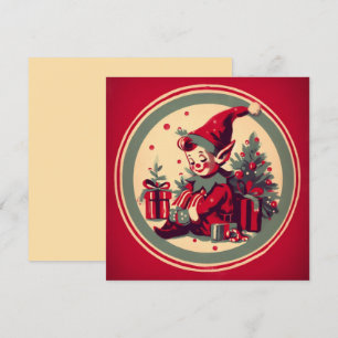 Cartes Pour Fêtes Annuelles Elfe de Noël Vintage Retro Xmas