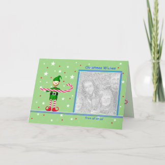 Cartes Pour Fêtes Annuelles Elfe Sucre de canne de Noël vert (cadre photo)