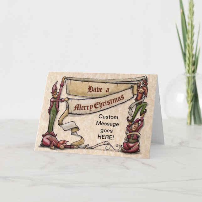Cartes Pour Fêtes Annuelles Elfes de Noël (Devant)