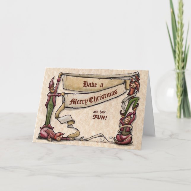 Cartes Pour Fêtes Annuelles Elfes de Noël (Devant)