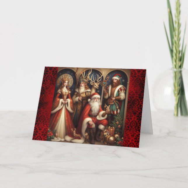 Cartes Pour Fêtes Annuelles Elfes de Noël et Père Noël (Devant)