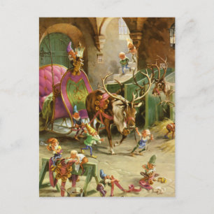 Cartes Pour Fêtes Annuelles Elfes du Père Noël à l'atelier sur le pôle Nord de