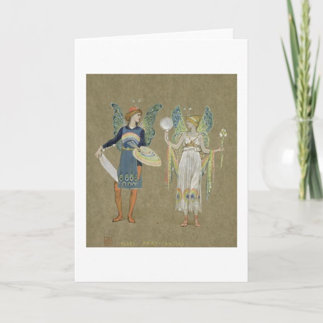 Cartes Pour Fêtes Annuelles Elfes et peintres féeriques, "du bonhomme de (Devant)