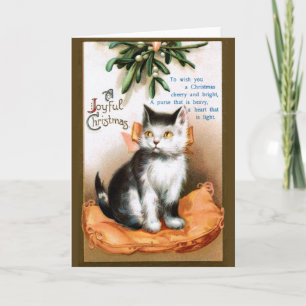Cartes Pour Fêtes Annuelles Ellen H. Clapsaddle : Chat sous Mistletoe