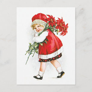 Cartes Pour Fêtes Annuelles Ellen H. Clapsaddle : Fille aux fleurs de Noël