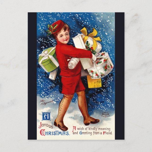 Cartes Pour Fêtes Annuelles Ellen H. Clapsaddle - Fille de shopping de Noël (Devant)