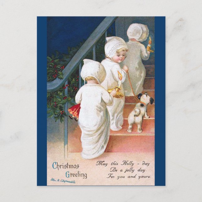Cartes Pour Fêtes Annuelles Ellen H. Clapsaddle : Filles de Noël (Devant)