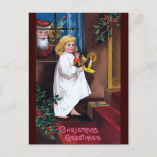 Cartes Pour Fêtes Annuelles Ellen H. Clapsaddle : père Noël à travers la fenêt