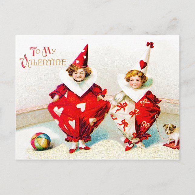 Cartes Pour Fêtes Annuelles Ellen H. Clapsaddle Pierrot Enfants Valentine (Devant)