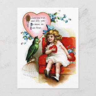 Cartes Pour Fêtes Annuelles Ellen H. Clapsaddle : Valentine Girl with Parrot