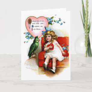 Cartes Pour Fêtes Annuelles Ellen H. Clapsaddle : Valentine Girl with Parrot