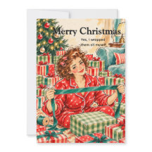 Emballage cadeau de Noël rétro drôle en pyjama