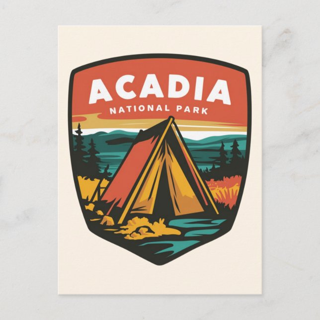 Cartes Pour Fêtes Annuelles Emblème de camping du parc national d'Acadia (Devant)