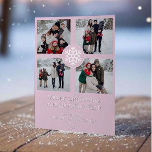 Cartes Pour Fêtes Annuelles Emblème photo Snowflake Collage   Rose