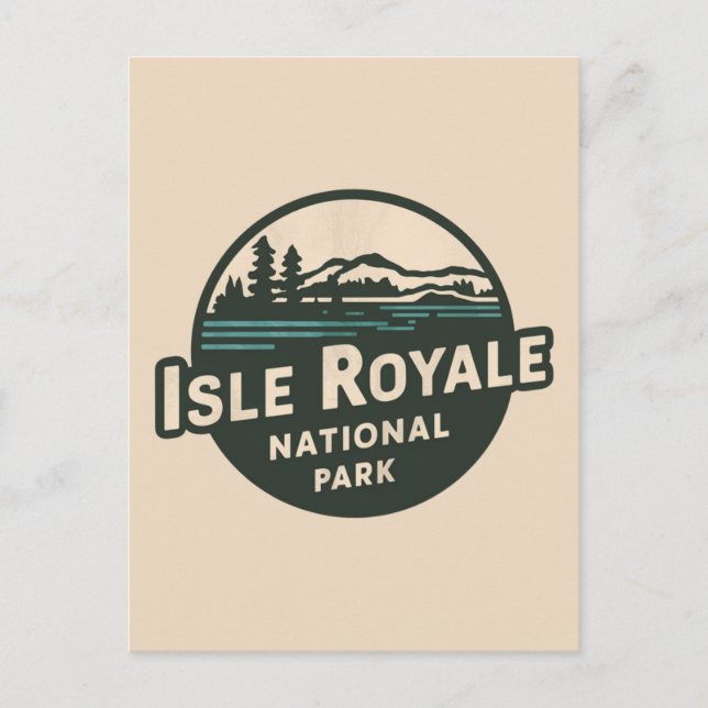 Cartes Pour Fêtes Annuelles Emblème rétro du parc national de l'Isle Royale (Devant)
