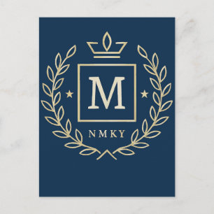 Cartes Pour Fêtes Annuelles "Emblème Royal NMKY – Monogramme M Dessin de Blaso