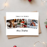 Cartes Pour Fêtes Annuelles Embrassez Le Coziness Christmas Pet Photo Collage<br><div class="desc">"Offrez-vous une ambiance chaleureuse grâce à notre carte de vacances Embrace The Coziness Christmas Pet Photo Collage." Doté d'un charmant trio de photos d'animaux de compagnie personnalisées qui capturent des moments chéris, "Embrace the Coziness" donne le ton d'une fête chaleureuse. Sous le collage, 'Joyeux Noël' délicatement scénarisé en calligraphie, infusant...</div>