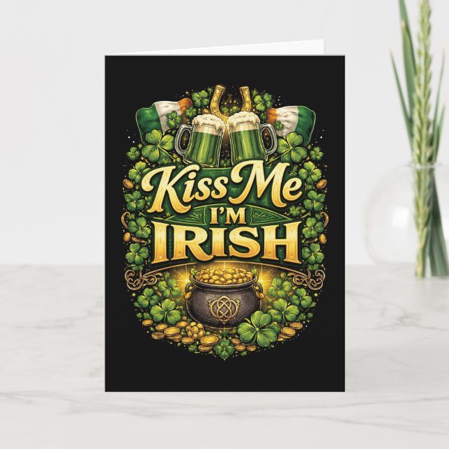 Cartes Pour Fêtes Annuelles Embrassez-moi, je suis Irlandais (Devant)