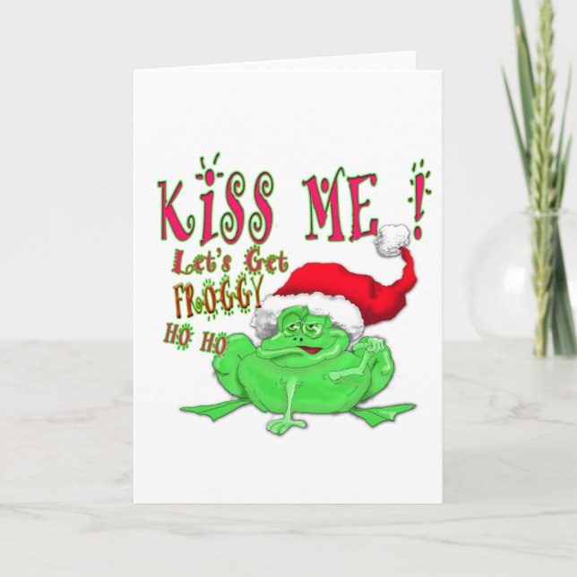 Cartes Pour Fêtes Annuelles Embrassez-moi laisse obtenir le Froggy (Devant)