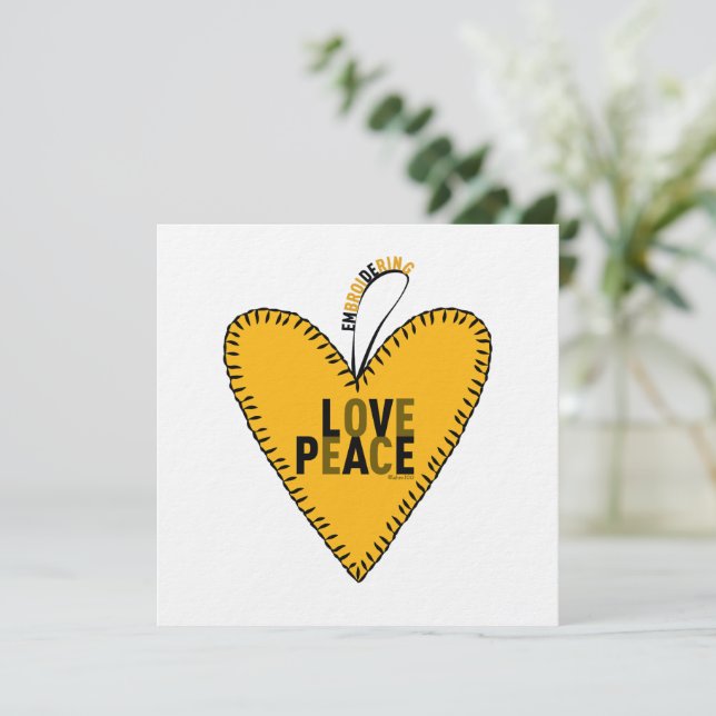 Cartes Pour Fêtes Annuelles Embroyer l'amour et la paix ・ jaune ・ (Debout devant)